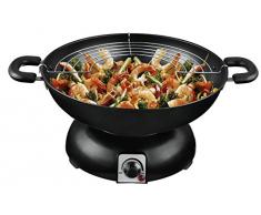 Team Kalorik Wok Electrique avec une CapacitÃ© de 3 L, Grille de Support, Couvercle, Spatule en Bois, DiamÃ¨tre : 29.5 cm, 1200 W, Noir, TKG WOK 1001