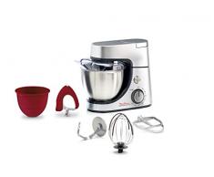 Moulinex QA530D10 Robot Pâtissier Masterchef Gourmet avec Bol Silicone Delica’Tool 8 Vitesses Pulse Pétrin Fouet Flex Batteur Électrique 1100W Cuisine Silver