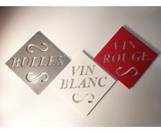 Styl'Métal 21 Lot de 3 dessous de bouteille vin blanc, vin rouge, bulles métal