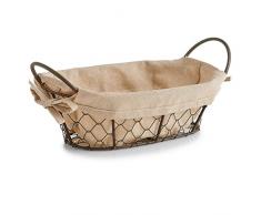 Zeller 18090 Panier à Pain, Eisen/Tissu/Polyester/Coton, Brun, 26 x 17 x 9 cm