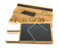 Country Casa Set à Foie Gras 28x17cm (Planche Bambou et Ardoise, Lyre et coupelles céramique)