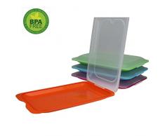 Lot de 4 boîtes de charcuterie de haute qualité, empilables / Kit de boîtes de conservation pour charcuterie avec plateau de service intégré Foodcenter boîtes de conservation pour le réfrigérateur