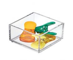 iDesign range couvert, extra-petit casier rangement plastique, rangement tiroir pour couverts et divers ustensiles, transparent
