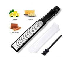 Zesteur d’Agrume, Râpe, Nettoyage Facile au Lave Vaisselle, Fromage Parmesan Coupe de Fromage Râpe à Citron en Acier avec Couvercle de Protection Outil de Cuisine, Brosse de Nettoyage Inclus