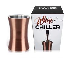 Rafraîchisseur Bouteille de Vin, Premium Acier Inoxydable - Élégant Or Rose - Refroidisseur de vin à Double Paroi - Gardez Votre Vin Parfaitement Refroidi - Cadeau de Noël Idéal ou Accessoire de Bar