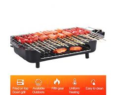 Sans Fumée Barbecue Electrique De Table, Grill Electrique Grille Viande Niveau 5 Thermostat Réglable, 2 Grille Anti-Adhésive, Double Couche Grande Capacité Pour 8 Personnes Multifonction