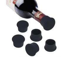 Vicloon Lot de 6 Bouchons à Vin Silicone,Bouchon de Bouteille Rond, Capsules de Bière/Beer