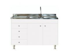 Meuble de cuisine 2 portes avec évier inox 120