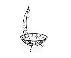 KONTARBOOR Corbeille à Fruits, Panier à Fruits Filaire Noir de 48 cm orné de Petits Coeurs avec Crochet à Bananes.
