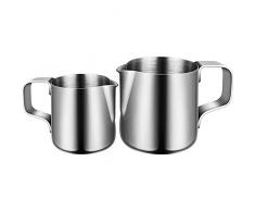 Pot à Lait 150ml/350ml, Milk Pitcher en Acier Inoxydable Pot à Lait Faire Mousser Pichet Art Latte Stylet Cuisine Maison Craft Café Latte Lait Pichet Pour Cappuccino Et Café Latte (Argent)