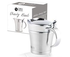 Oak and Steel Premium Saucière en Acier Inoxydable, Capacité 480ml - Isolation Double Paroi - Élégant Argent - Parfait pour Les Dîners, Les Fêtes - Cadeau de Noël Idéal