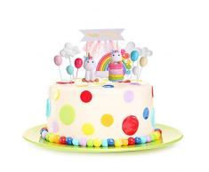 KATELUO Licorne Cupcake,Toppers Happy Birthday Arc-en-Gâteau Décoration de gâteau danniversaire Mariage Baby Shower Parti Décor Pack (11 Pièces)