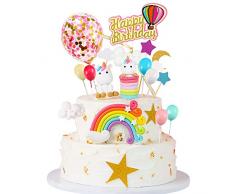 MMTX Décoration Gâteau Licorne Anniversaire Deco Gateau Fille Licorne danniversaire Mariage Baby Shower Parti Décor Pack(15pcs)