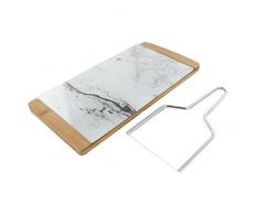 SAVEUR ET Degustation KA2150 Support et Lyre Foie Gras, Bois + Verre, Marron-Gris, 28 x 14 x 1,4 cm