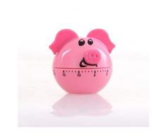 Jayron Minuteur de cuisine mécanique en forme de cochon Rouge