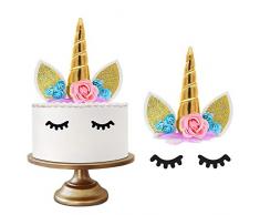 YQHbe GâTeau Licorne, Anniversaire Licorne-DéCoration - Kit Anniversaire Licorne Deco Gateau Cake Topper Accessoire pour FêTe Anniversaire Enfant -GOEU