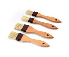 LUTER 2.5cm 3.8cm 4 Pièces Pinceaux à Pâtisserie Brosse à Huile avec Manche en Bois Dur Poils De Sanglier Naturel pour La Cuisson Au Barbecue Le Barbecue La Marinade De Cuisine