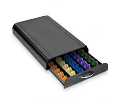 Navaris Tiroir Capsule de Café - Rangement Support pour Dosette Machine à Café Nespresso - Distributeur Range-Dosette 50 Capsules - Noir