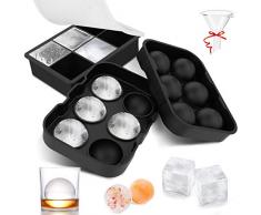 Bac à Glaçons Silicone, Gros Glaçon avec Couvercle, Set De 2 Bacs À Démoulage Facile Glaçons, Ice Cubes Tray, Moules à Glaçons pour Leau, Whisky, Gin, DIY, Cubes Sans BPA