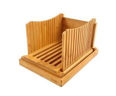 Trancheuse à pain pliable en bois de bambou - Épaisseur réglable - Guide de tranche de pain avec ramasse-miettes - Pour pain maison, gâteaux, bagels, pliable et compact 12.5 x 8.5 x 1.6 original