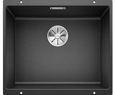 BLANCO SUBLINE 500-U – Évier de Cuisine en Granit pour Meubles Bas de 60 cm de Large – Sous Plan – SILGRANIT – Gris – 523432