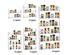 Dyna-Living Étagère Murale Cuisine Rangement Spice Rack de Stockage en Métal 47.5 * 38.5 * 5.5cm avec des Vis Niveau 4 pour des Épices Condiments Nourriture en Boîte 1 PCS