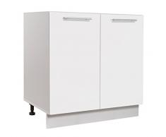 Easy Cuisine Élément Bas 80cm sous évier 2 Portes - Blanc LAQUÉ