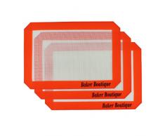 Baker Boutique 3 tapis de cuisson en silicone 29,5 x 20,3 cm Réutilisables Résistant à la chaleur Antiadhésif Tapis de cuisson de qualité professionnelle