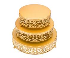 SUCHDECO Lot de 3 présentoirs à gâteaux ronds pour gâteaux de mariage, élégants, en métal, pour fête, mariage, anniversaire, présentoir à desserts