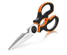 Olivivi Ciseaux de Cuisine Multifonction INOX Ultra-résistants avec Lame Tranchant Poignées en Plastique pour Poulet Volaille Poisson Viande Légumes Herbes et Barbecue