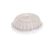 Cloche en osier,Corbeille à pain en osier,Panier blanc, rond doublé tissu