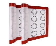 LotFancy 2 Pièces Tapis de Patisserie et Four Feuille de Cuisson en Silicone (40 x 30 cm) Anti-Adhérent Réutilisable pour Macaron, Bacs de Cuisson, Biscuits Alimentaire sans BPA