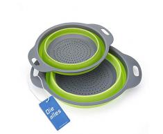 Passoire Pliable Silicone, Diealles Pliable Passoire Pliante Cuisine Fruit Basket Panier de Filtre Collapsible Colander Set pour La Cuisine Usage Domestique (Vert)