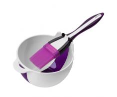 Premier Housewares 0805296 Bol de Préparation + Pinceau à Pâtisserie Plastique/Silicone Rouge/Violet