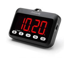 DreamSky Minuteur Numérique Cuisine avec Alarme Puissante, Grand Affichage à Numéro Rouge, Compte à Rebours/Incrémentation, Dos Magnétique, Minuteur à Pile pour Cuisine, Utilisation Facile