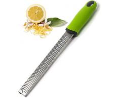 MG Power Râpe Zesteur Multifonctionnel en Acier Inoxydable avec poignée Verte Ergonomique, râpe Agrumes, Fromage, Chocolat, légumes, râper et zester sans Effort
