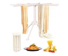 Séchoir à pâtes fait maison avec 10 poignées de bar pliable, machine à pâtes fraîches, support de séchage pour nouilles, rangement facile et installation rapide free size blanc