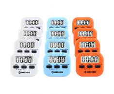 Minuteur de Cuisine, WECKEW Electronique Magnétique Digital Numérique avec Alarme Sonore LCD Écran Compte à Rebours Support Aimanté outil de gestion du temps (4 Bleu + 4 Orange + 4 Blanc)
