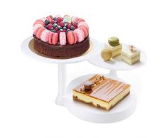 himaly Présentoir à Gâteaux Biscuit Fruit 3 Étages en Plastique Plateau Tournante Décoration et Présentation pour Gâteau de Mariage/Anniversaire Blanc