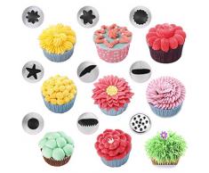 32 Pièces Douilles Poche à Douille Patisserie, Seacue Poche Douille en Acier Inoxydable DIY Kits Réutilisable pour Décoration de Gâteaux Crème