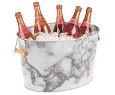 mDesign rafraichisseur de bouteille en acier inoxydable – seau à champagne décoratif avec poignées – seau à glace idéal pour garder vins, bières, champagnes ou sodas au frais – blanc et gris