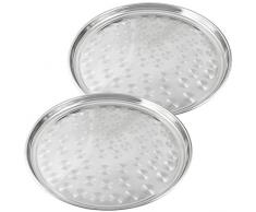 com-four® 2X Plateau de Service gastronomie Professionnel en INOX, Ø 40 cm (02 pièces - 40 cm)