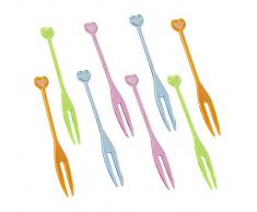 Blue Panda Choix de cocktails en plastique - 500 mini-fourchettes jetables pour desserts, hors-dœuvre et boissons dans 4 couleurs variées, en forme de cœur