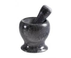 TerraDura mortier en marbre, même comme cadeau : (ø x h) : 14,5 x 14 cm de diamètre, 10 cm avec poussoir 3,8 kg noir