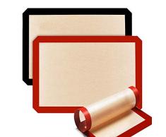 Vegena Tapis de Cuisson en Silicone, 3 Pièces sans BPA Anti-Adhérent Toile Feuille de Cuisson Patisserie, Toile de Cuisson Silicone Saine, Réutilisable, Facilement Lavable, 42 x 30 cm et 30 x 21 cm