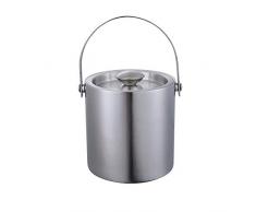 Fablcrew. Seau à Glace Double Paroi en Acier Inoxydable Seau à Glaçons Isotherme avec Couvercle 1.3L Ustensiles pour Bar et Vin Champagne