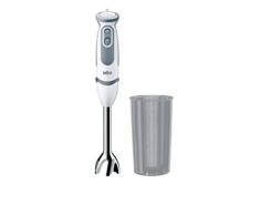 Braun Minipimer 5200 Mixeur à main 1000 W 21 vitesses et fonction turbo, anti-éclaboussures, Powerbell Plus, avec verre doseur 600 ml Blanc