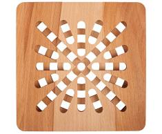Creative Home Dessous de Plat en Bois Carré | 19,5 x 19,5 x 1,5 cm | Bois de Hêtre Naturel | Réversible | Protecteur de Table et de Comptoir | Résistant à la Chaleur et Écologique