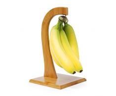 Relaxdays Porte-banane SHELDON présentoir Arbre bois de bambou grappe de raisin tomates fruits légumes HxlxP 28,5 x 16 x 16 cm, naturel