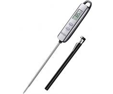 TOPELEK Habor Thermome Cuisine, Thermomètre Cuisson, Thermo à Viande, Ultra-Longue Sonde, 5s de Lecture Instantanée, ° C / ° F Mode, pour Gril, Barbecue, Bifteck, Lait, Eau de Bain Bébé - Argent